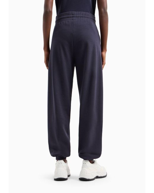 Armani Exchange Blue French Terry Jogger Trousers With Logo