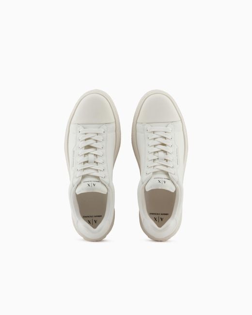 ARMANI EXCHANGE White Low-Top Sneakers for men