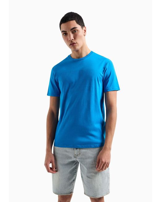 Armani Exchange Blue Regular Fit Jersey T-shirt With Tone-on-tone Logo Print for men