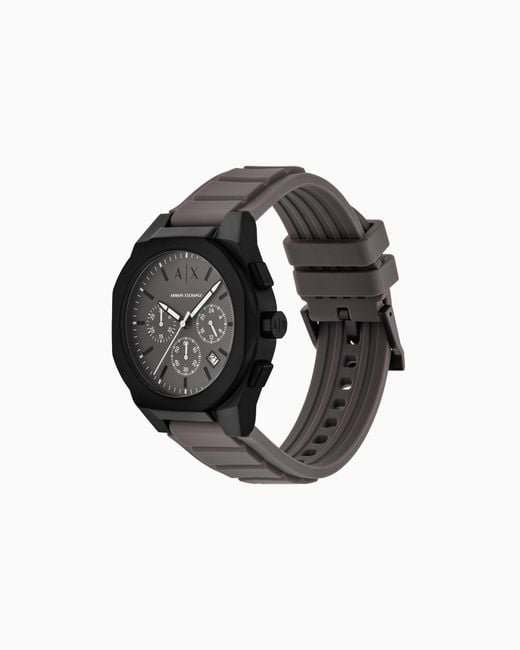 Reloj Cronógrafo Sync Con Correa De Silicona Gris ARMANI EXCHANGE de hombre de color Black