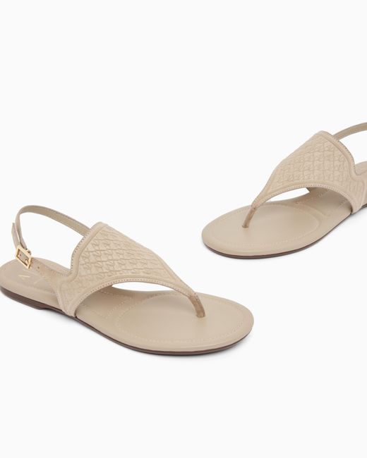 ARMANI EXCHANGE White Microsuede Sandals With Embossed Logo
