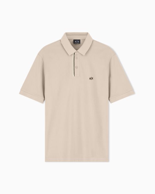 ARMANI EXCHANGE Basic Baumwoll-Piqué-Polo in Natural für Herren