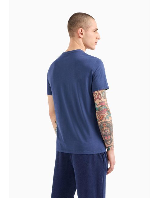 Armani Exchange Blue Regular Fit V-neck T-shirt In Asv Organic Cotton for men
