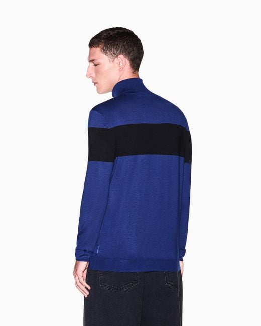 ARMANI EXCHANGE Blue Pullover Viscose Blend for men