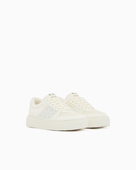 ARMANI EXCHANGE White Lace-Up Low-Top Sneakers