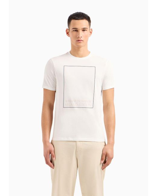 Armani Exchange White Regular Fit T-shirt In Asv Organic Cotton With Print for men