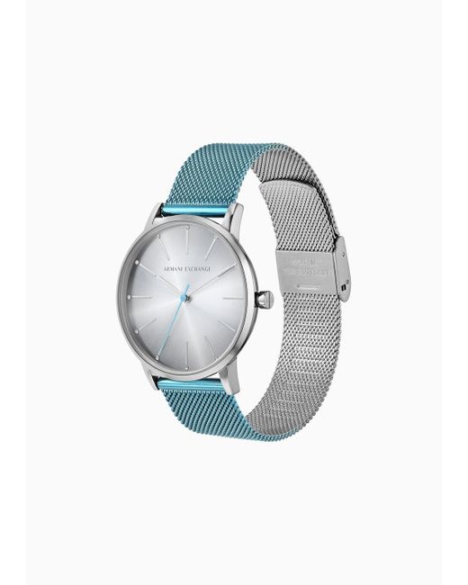 Armani Exchange Blue Steel Strap Watches