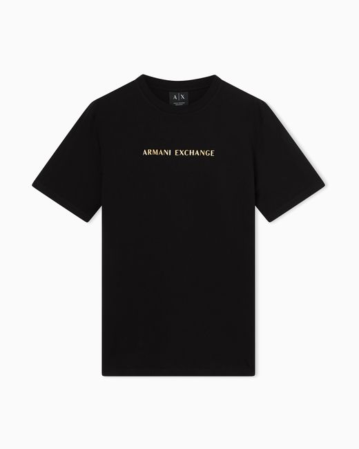 ARMANI EXCHANGE Black Regular Fit Cotton T-Shirt for men