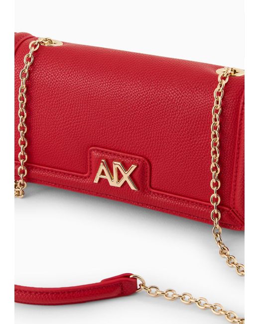 Wallet On Chain In Tessuto Matelassè Con Logo Asv di Armani Exchange in Red