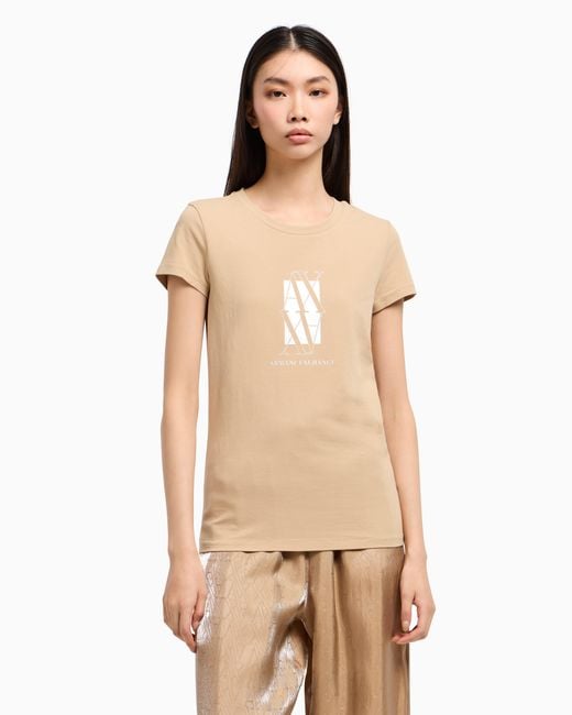 ARMANI EXCHANGE Natural Slim Fit T-Shirt With Central Logo