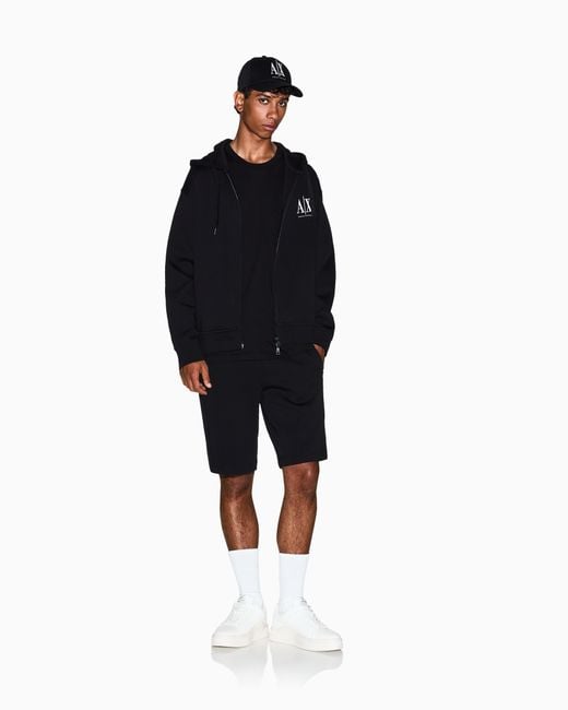 ARMANI EXCHANGE Black Cotton Jersey T-Shirt With Crewneck And Pocket Icon for men