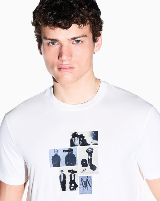 ARMANI EXCHANGE White Regular Fit T-Shirt for men