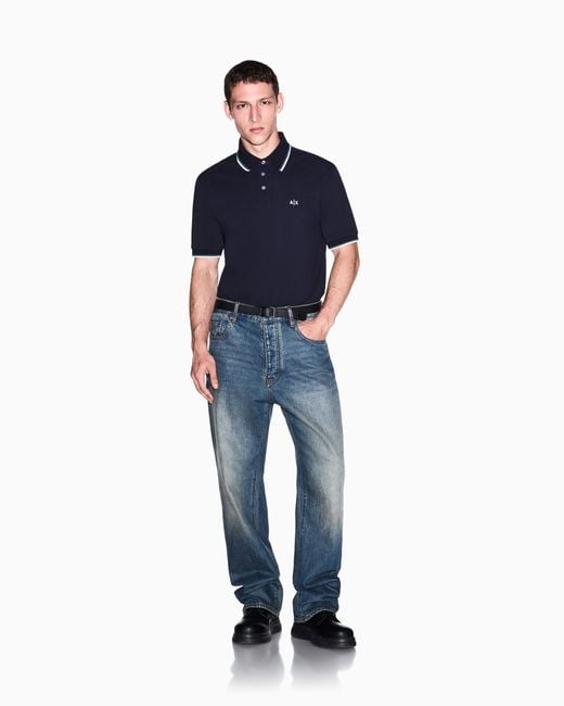 ARMANI EXCHANGE Blue Regular Fit Polo Shirt for men