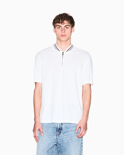 ARMANI EXCHANGE White Cotton Polo Shirt for men