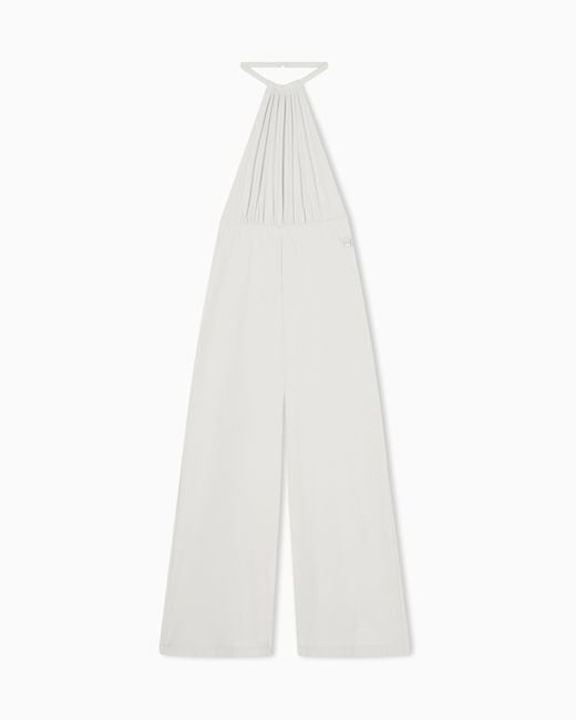 ARMANI EXCHANGE White Scuba Fabric Suit With Open Back