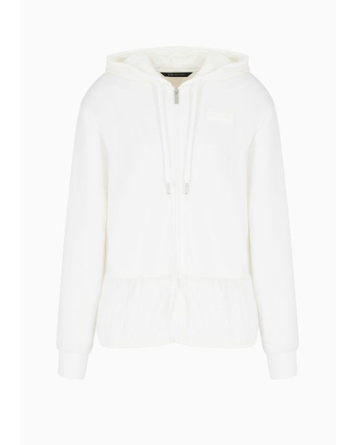 Armani Exchange White Sweatshirt With Zip And Hood With Mesh Bottom