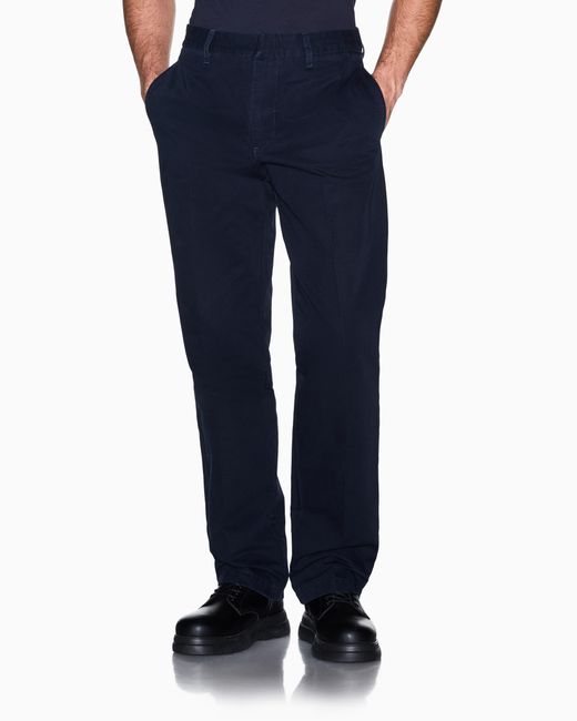 ARMANI EXCHANGE Blue Regular Fit Trousers Cotton Ottoman for men