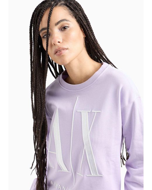 Armani Exchange Purple Icon Logo Crew Neck Sweatshirt