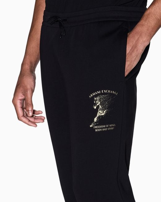 ARMANI EXCHANGE Black Horse Print Sweatshirt Joggers for men