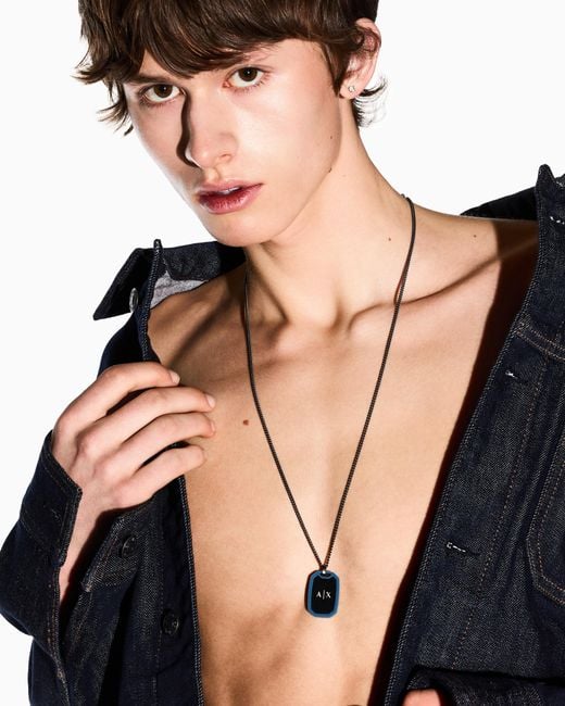 Collana Con Piastrina di ARMANI EXCHANGE in Metallic da Uomo