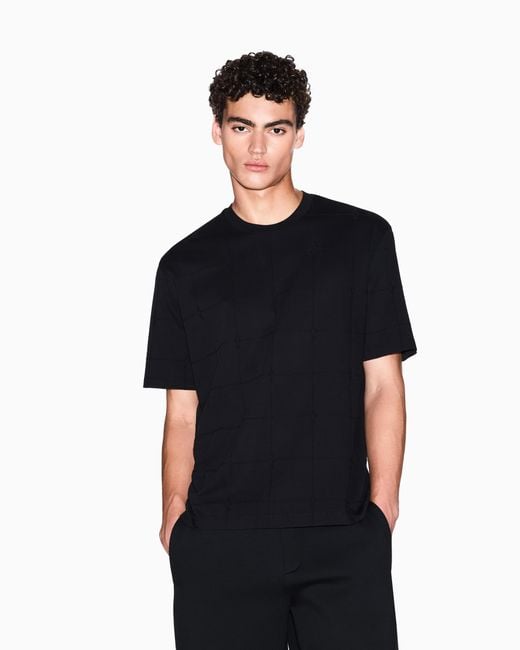 ARMANI EXCHANGE Black Geometric Pattern T-Shirt for men