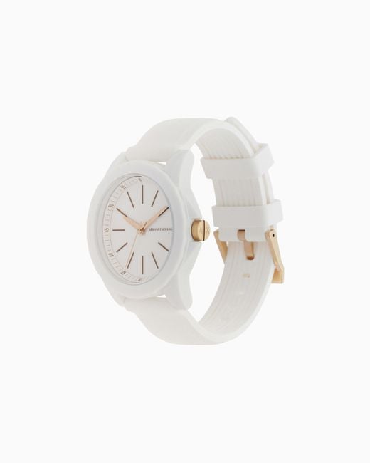 ARMANI EXCHANGE White Three-Hand Silicone Watch And Luggage Tag Gift Set