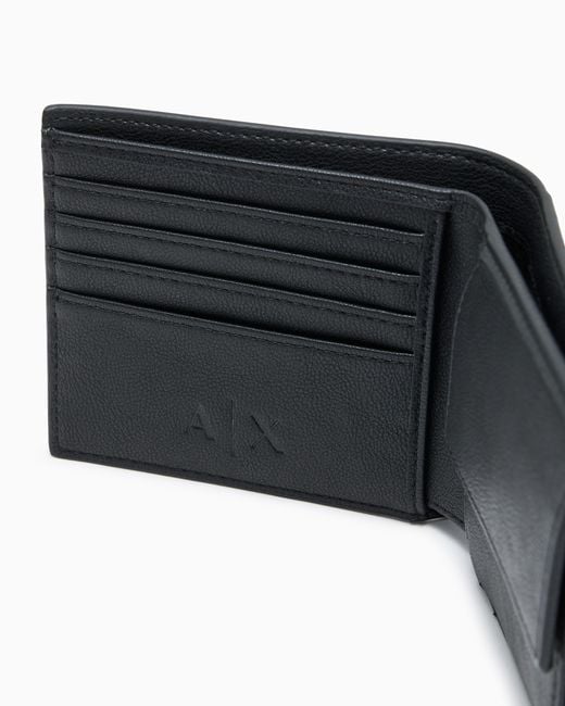 ARMANI EXCHANGE White Minimal Wallet With Hammered Texture for men