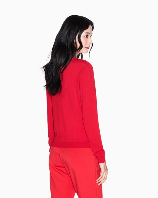 ARMANI EXCHANGE Red Recycled Viscose Sweater With Horse Embroidery