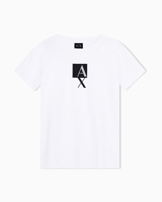 ARMANI EXCHANGE White Regular Fit T-Shirt