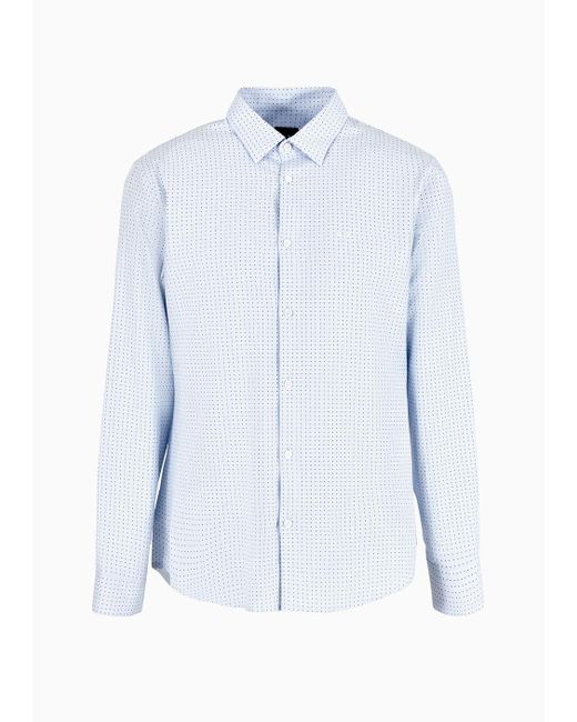 Armani Exchange Blue Regular Fit Shirt In Pure Cotton for men