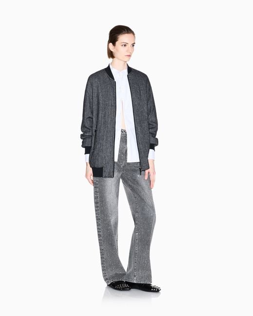 ARMANI EXCHANGE Gray Blouson Jacket Stretch Viscose And Virgin Wool
