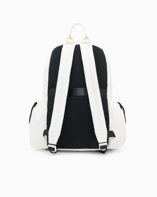 ARMANI EXCHANGE White Fabric Backpack With Contrasting Details for men
