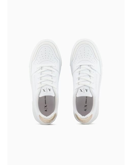 Sneakers Con Dettagli In Metallizzati E Suola Alta di Armani Exchange in White