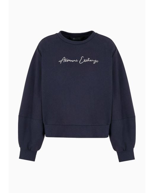 Armani Exchange Blue Asv Organic Cotton Crew Neck Sweatshirt