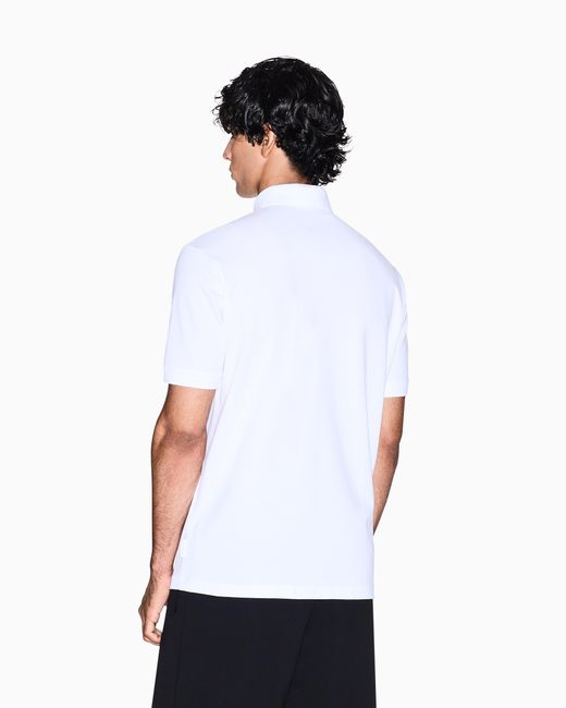 Polo En Coton Coupe Régulière Avec Détails Dorés ARMANI EXCHANGE pour homme en coloris White