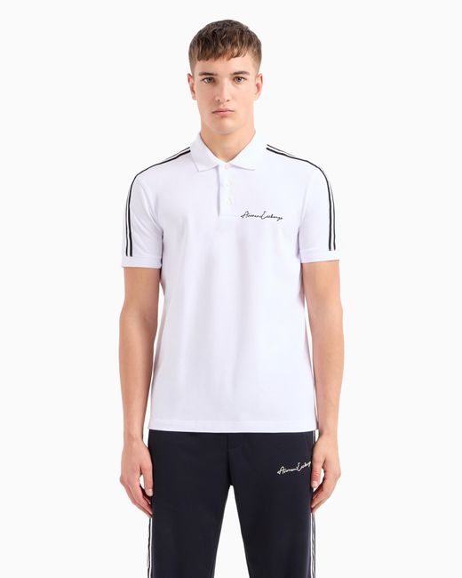 Polo Regular Fit Logo Signature di ARMANI EXCHANGE in White da Uomo
