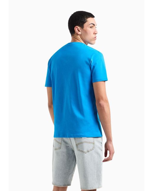 Armani Exchange Blue Regular Fit Jersey T-shirt With Tone-on-tone Logo Print for men
