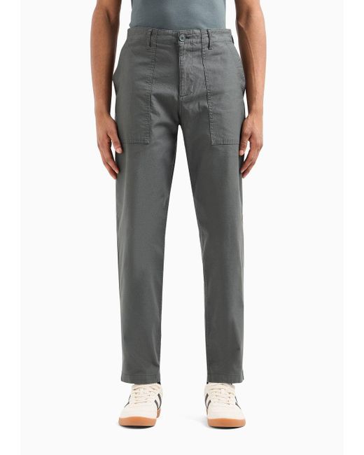 Armani Exchange Gray Chino Trousers In Cotton Gabardine for men