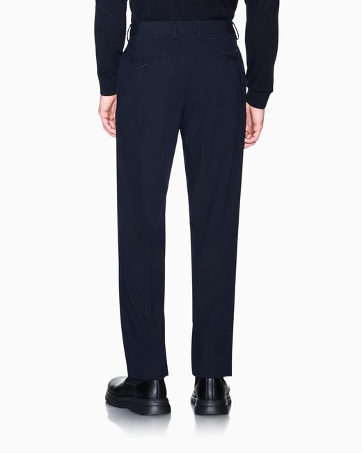 ARMANI EXCHANGE Blue Regular Fit Trousers Stretch Viscose for men