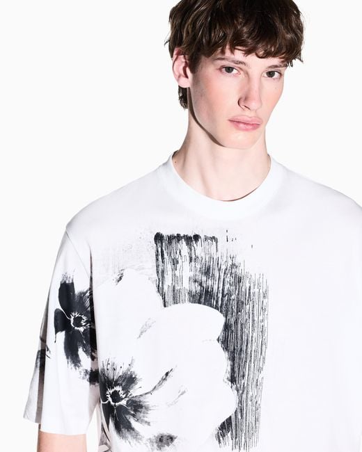 ARMANI EXCHANGE White Oversized Fit T-Shirt for men