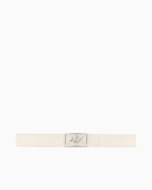 ARMANI EXCHANGE White Belt With Rectangular Buckle And Logo