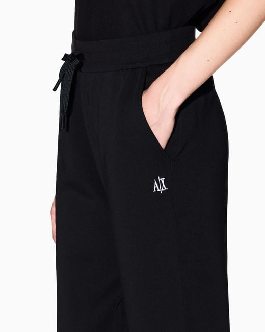 ARMANI EXCHANGE Black Regular Fit Trousers Jersey Bonded Stretch Cotton