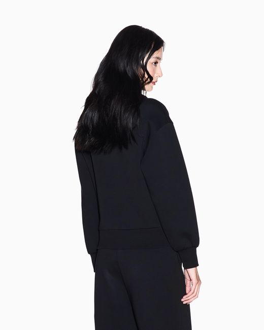 ARMANI EXCHANGE Black Bonded Cotton Stretch Hoodie