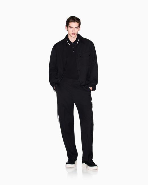 ARMANI EXCHANGE Black Classic And Refined Cotton Piqué Polo Shirt for men