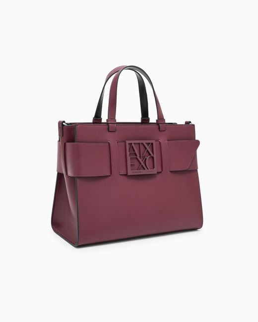 Bolso Tote Grande Con Doble Asa Y Bandolera ARMANI EXCHANGE de color Purple