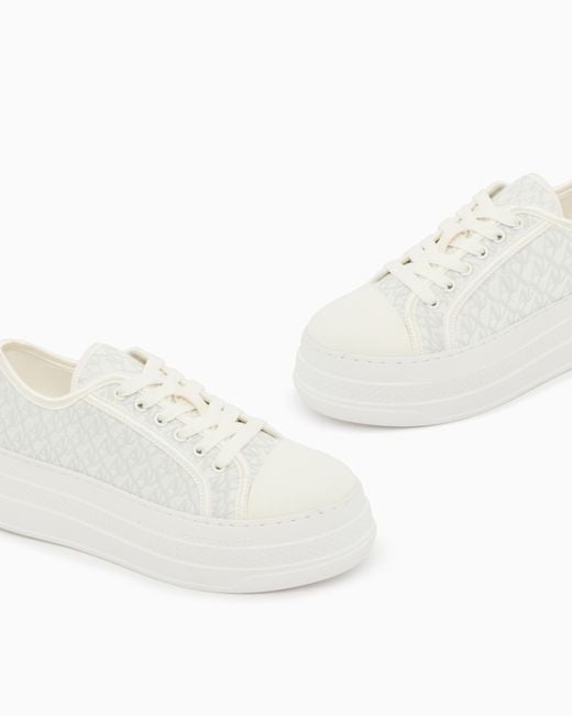 ARMANI EXCHANGE White Sneakers Jacquard Canvas