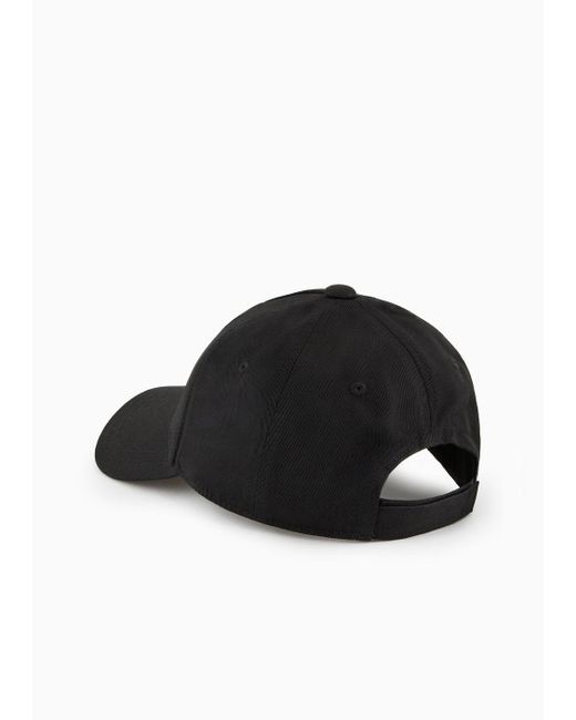 Armani Exchange Black Hat With Visor And Logo for men