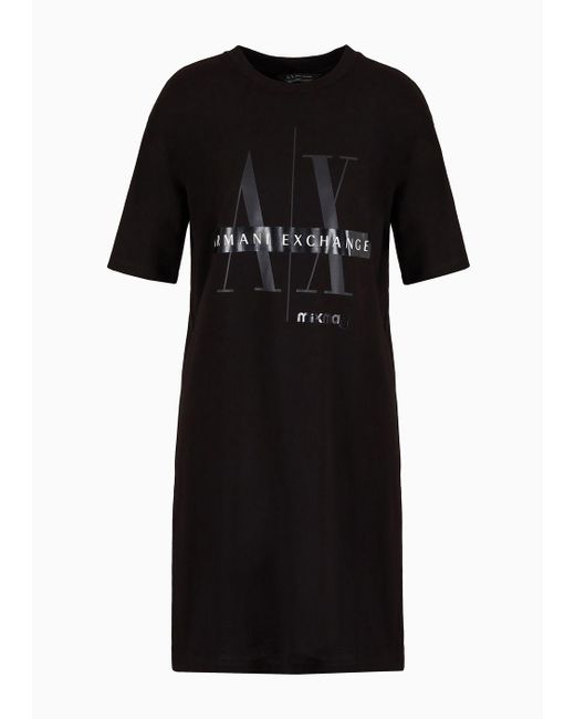 T-dress Asv In Jersey Di Cotone Organico di Armani Exchange in Black