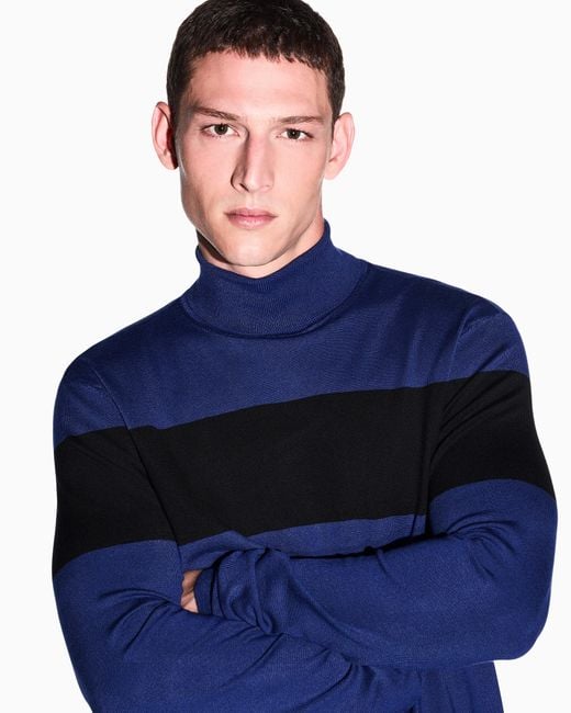 ARMANI EXCHANGE Blue Pullover Viscose Blend for men