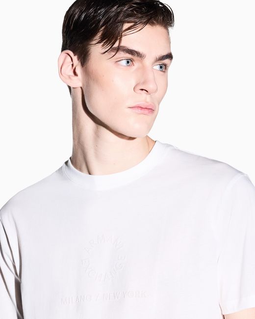 ARMANI EXCHANGE White Regular Fit T-Shirt for men
